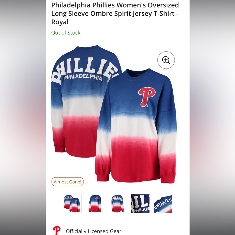 Fanatics Phillies Blue and Red Long Sleeve Tee